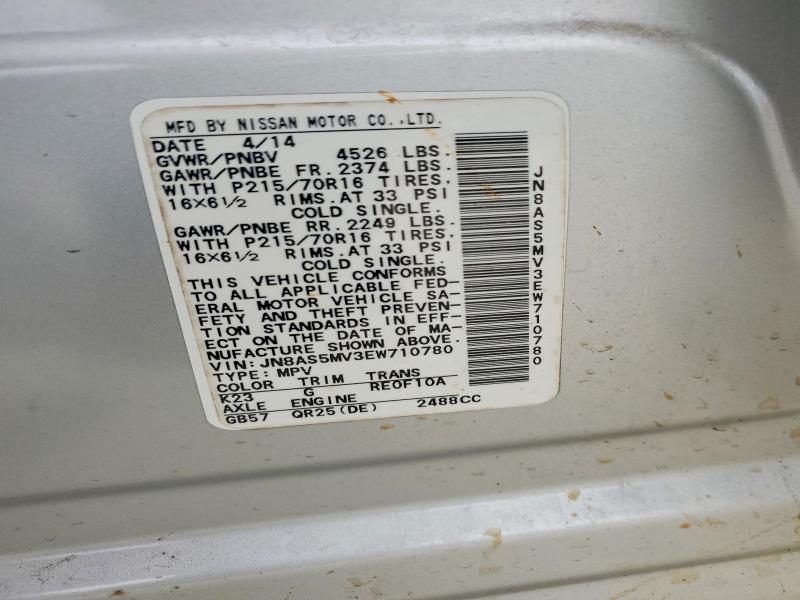 Продаж на аукціоні авто 2014 Nissan Rogue Select, vin: JN8AS5MV3EW710780, номер лоту: 57309746