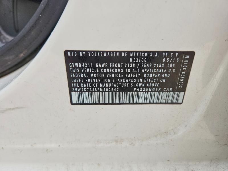 Aukcja sprzedaży 2015 Volkswagen Jetta, vin: 3VW2K7AJ8FM402547, numer aukcji: 57657396