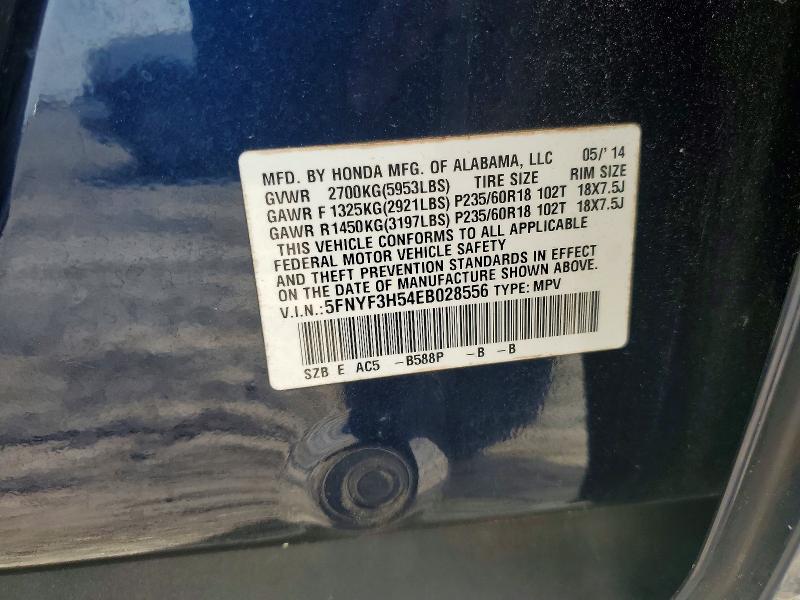 Продаж на аукціоні авто 2014 Honda Pilot, vin: 5FNYF3H54EB028556, номер лоту: 55955336
