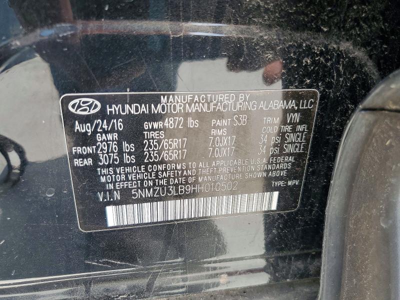 57034226 :رقم المزاد ، 5NMZU3LB9HH010502 vin ، 2017 Hyundai Santa Fe Sport مزاد بيع