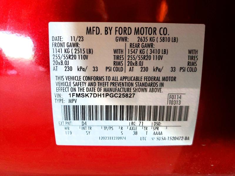 Aukcja sprzedaży 2023 Ford Explorer, vin: 1FMSK7DH1PGC25827, numer aukcji: 55792656