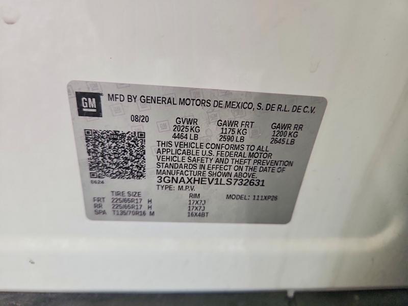 Продажа на аукционе авто 2020 Chevrolet Equinox, vin: 3GNAXHEV1LS732631, номер лота: 57420796