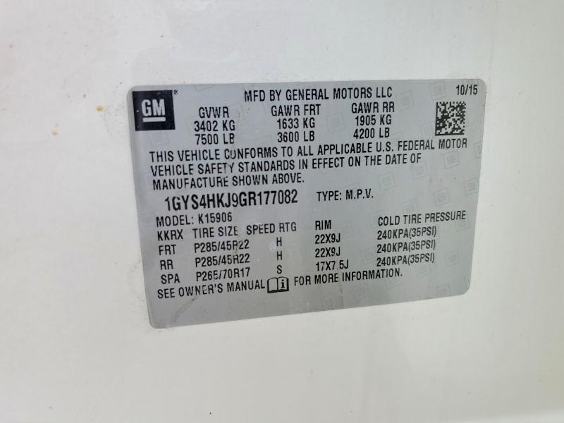 Продажа на аукционе авто 2016 Cadillac Escalade, vin: 1GYS4HKJ9GR177082, номер лота: 57038266