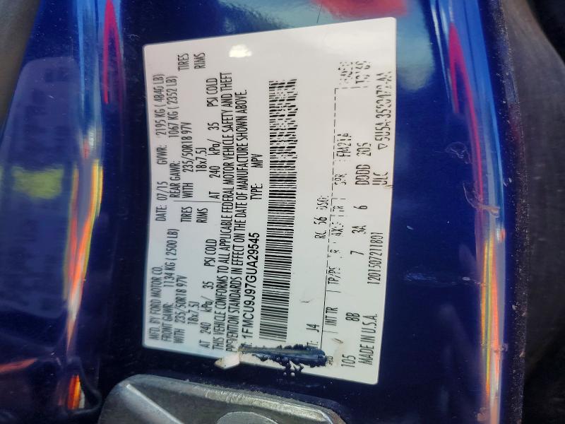 2016 Ford Escape მანქანა იყიდება აუქციონზე, vin: 1FMCU9J97GUA29545, აუქციონის ნომერი: 54805646