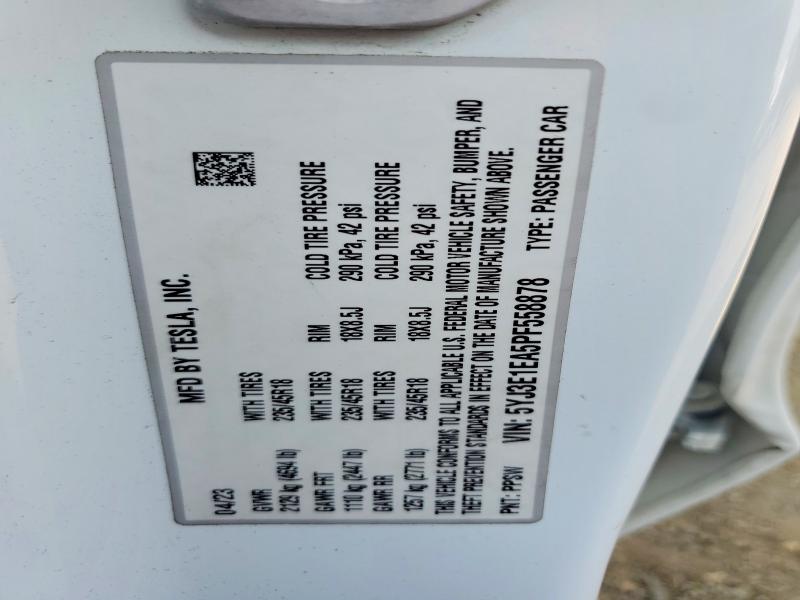 2023 Tesla Model 3 მანქანა იყიდება აუქციონზე, vin: 5YJ3E1EA5PF558878, აუქციონის ნომერი: 59136066