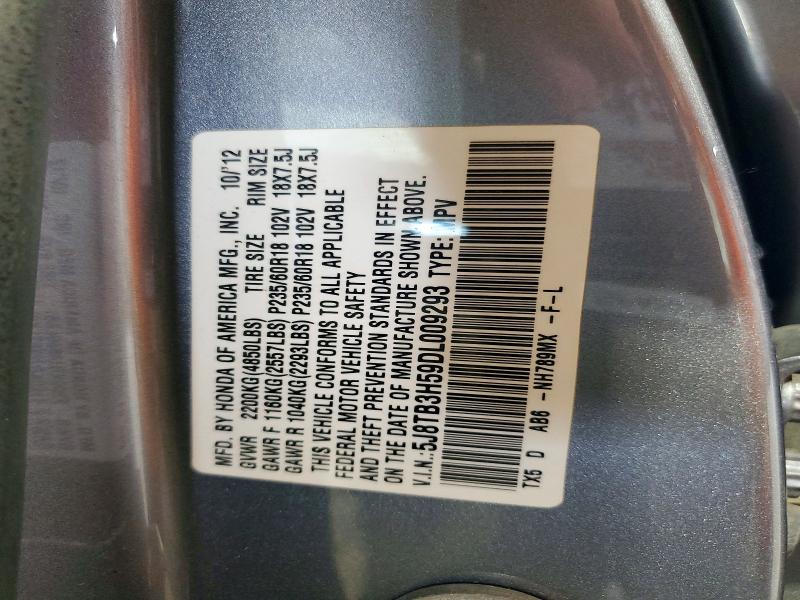 57730386 :رقم المزاد ، 5J8TB3H59DL009293 vin ، 2013 Acura Rdx مزاد بيع