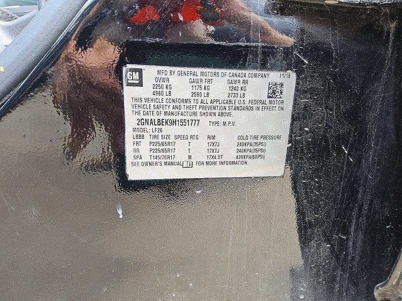 2017 Chevrolet Equinox მანქანა იყიდება აუქციონზე, vin: 2GNALBEK9H1551777, აუქციონის ნომერი: 57832906