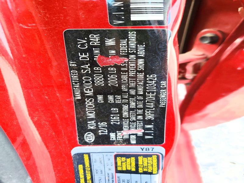 2017 Kia Forte მანქანა იყიდება აუქციონზე, vin: 3KPFL4A70HE103426, აუქციონის ნომერი: 57632796