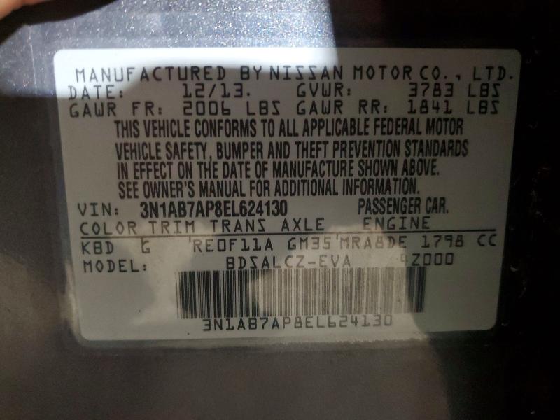 Продажа на аукционе авто 2014 Nissan Sentra, vin: 3N1AB7AP8EL624130, номер лота: 58216326