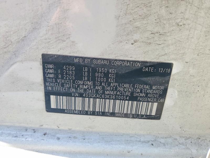 Auction sale of the 2019 Subaru Impreza, vin: 4S3GKAC63K3610054, lot number: 57392786