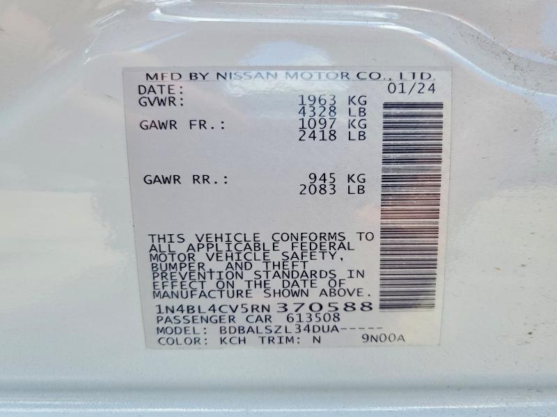 Продаж на аукціоні авто 2024 Nissan Altima, vin: 1N4BL4CV5RN370588, номер лоту: 55071836