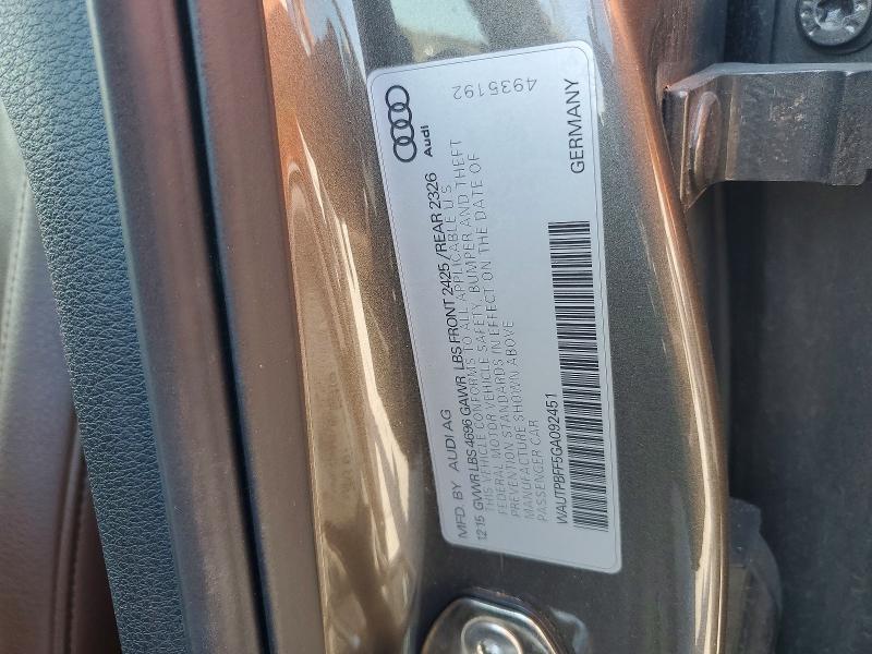 55593266 :رقم المزاد ، WAUTPBFF5GA092451 vin ، 2016 Audi A3 مزاد بيع