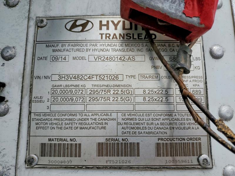 Aukcja sprzedaży 2015 Hyundai Translead Inc Dry Van, vin: 3H3V482C4FT521026, numer aukcji: 56478536