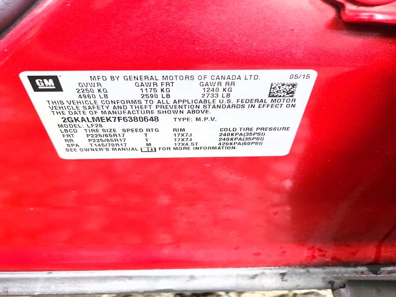 Aukcja sprzedaży 2015 Gmc Terrain, vin: 2GKALMEK7F6380648, numer aukcji: 57684626