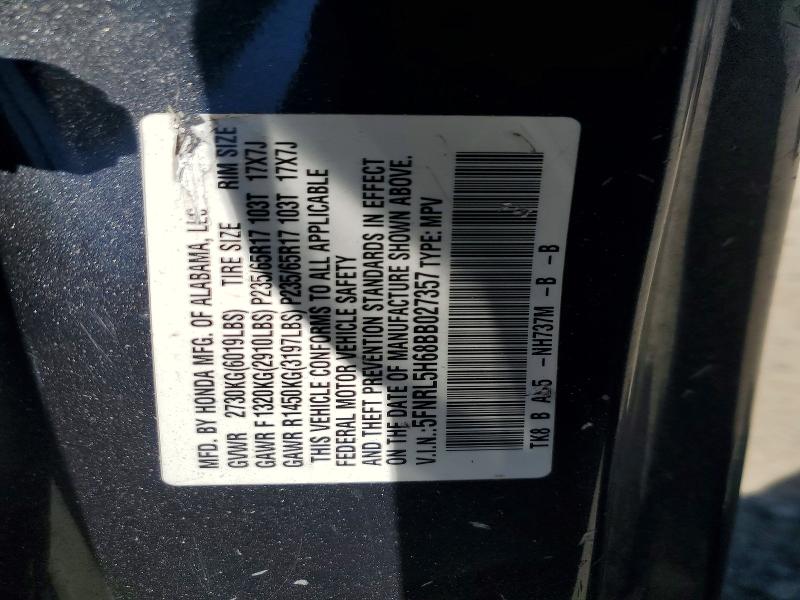 57872226 :رقم المزاد ، 5FNRL5H68BB027357 vin ، 2011 Honda Odyssey مزاد بيع