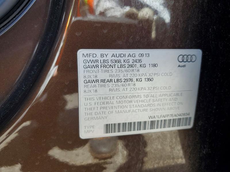 Продажа на аукционе авто 2014 Audi Q5, vin: WA1LFAFP7EA040934, номер лота: 58361096
