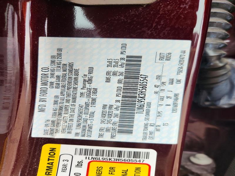 56533516 :رقم المزاد ، 1LN6L9SK3H5605547 vin ، 2017 Lincoln Continental مزاد بيع