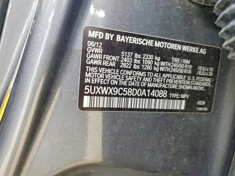 58766866 :رقم المزاد ، 5UXWX9C58D0A14088 vin ، 2013 Bmw X3 مزاد بيع