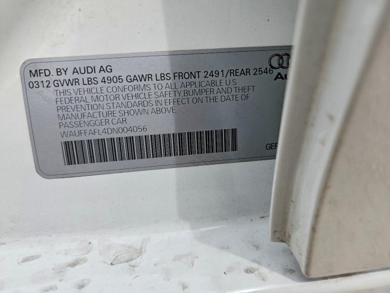 56644786 :رقم المزاد ، WAUFFAFL4DN004056 vin ، 2013 Audi A4 مزاد بيع