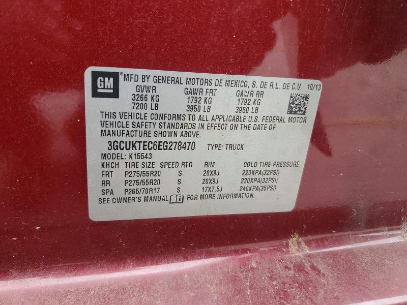 57583936 :رقم المزاد ، 3GCUKTEC6EG278470 vin ، 2014 Chevrolet Silverado مزاد بيع