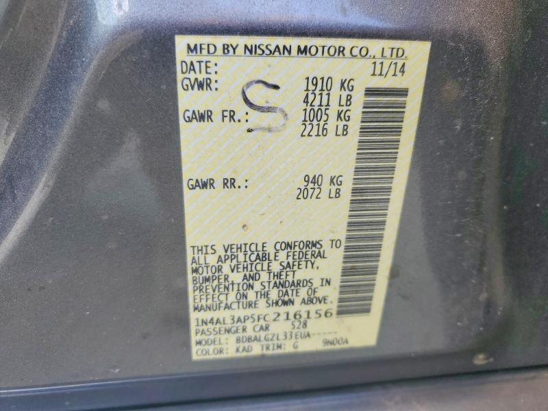 59006666 :رقم المزاد ، 1N4AL3AP5FC216156 vin ، 2015 Nissan Altima مزاد بيع