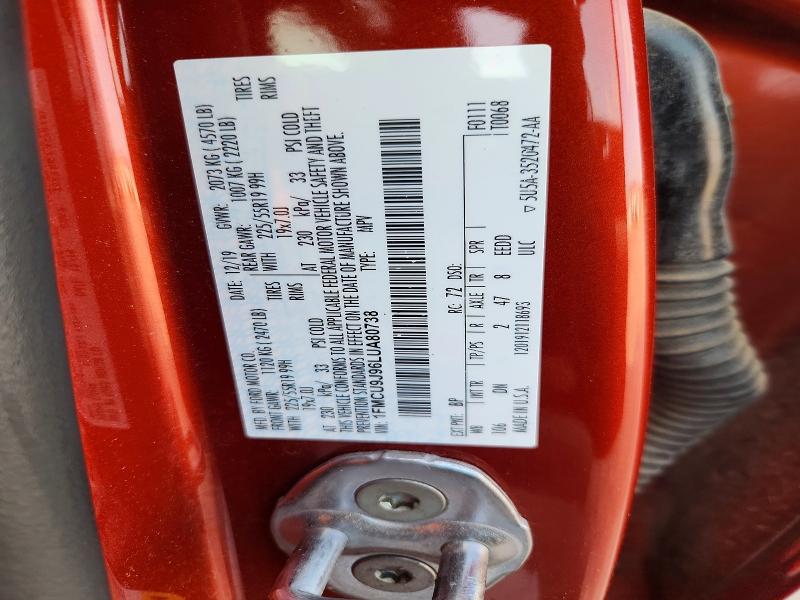 2020 Ford Escape მანქანა იყიდება აუქციონზე, vin: 1FMCU9J96LUA80738, აუქციონის ნომერი: 58448446