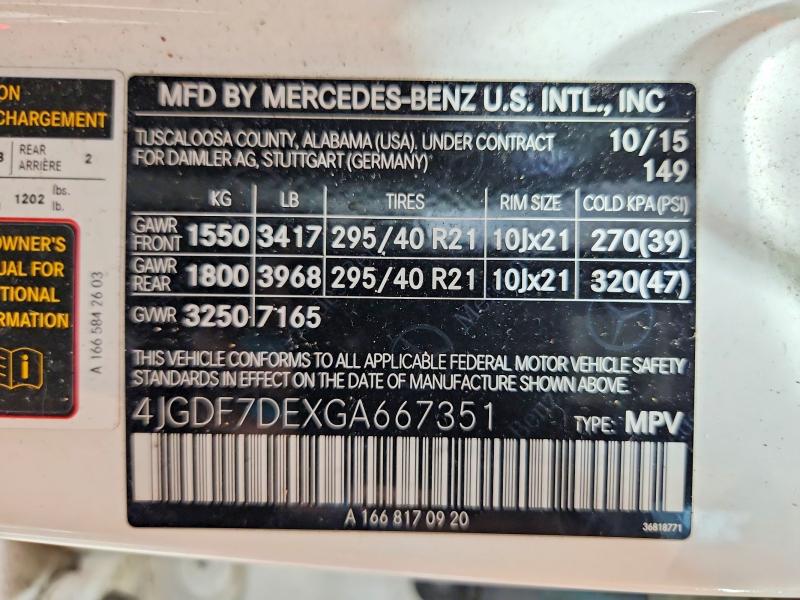 Продаж на аукціоні авто 2016 Mercedes-benz Gle, vin: 4JGDF7DEXGA667351, номер лоту: 57080066