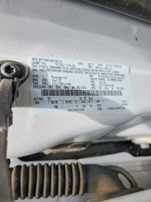 57656526 :رقم المزاد ، 1FADP3F22HL323182 vin ، 2017 Ford Focus مزاد بيع