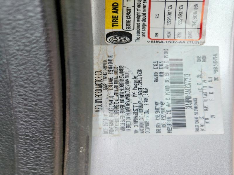 Aukcja sprzedaży 2012 Ford Fusion, vin: 3FAHP0HA6CR377213, numer aukcji: 58135976