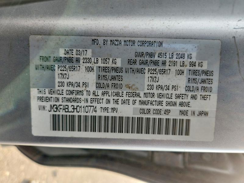 58974116 :رقم المزاد ، JM3KFABL3H0110774 vin ، 2017 Mazda Cx-5 مزاد بيع