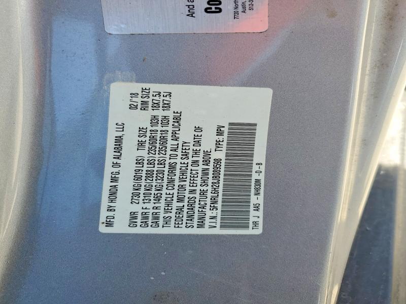 56337786 :رقم المزاد ، 5FNRL6H28JB089598 vin ، 2018 Honda Odyssey مزاد بيع