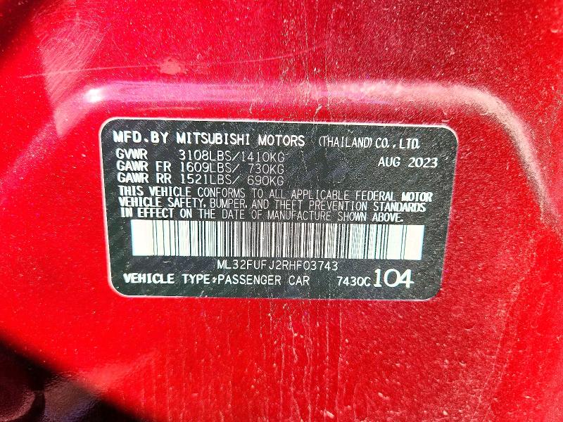 Продаж на аукціоні авто 2024 Mitsubishi Mirage, vin: ML32FUFJ2RHF03743, номер лоту: 56982726