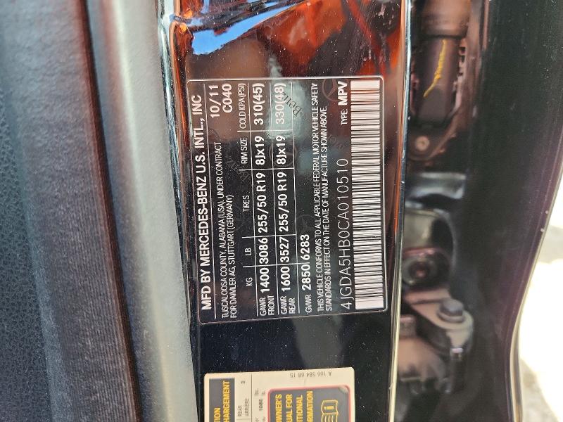Продаж на аукціоні авто 2012 Mercedes-benz Ml, vin: 4JGDA5HB0CA010510, номер лоту: 58833216