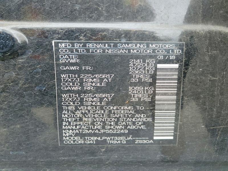 2018 Nissan Rogue მანქანა იყიდება აუქციონზე, vin: KNMAT2MV4JP552249, აუქციონის ნომერი: 60117236