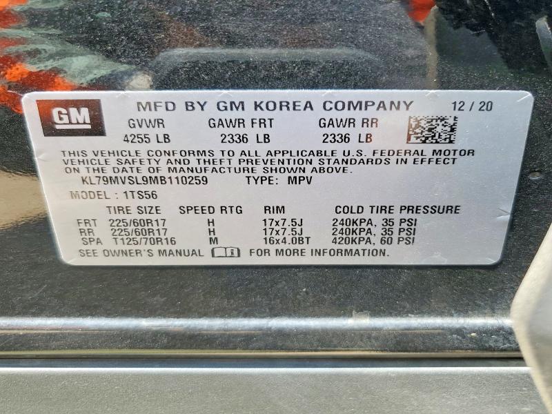 Auction sale of the 2021 Chevrolet Trailblazer, vin: KL79MVSL9MB110259, lot number: 58714046