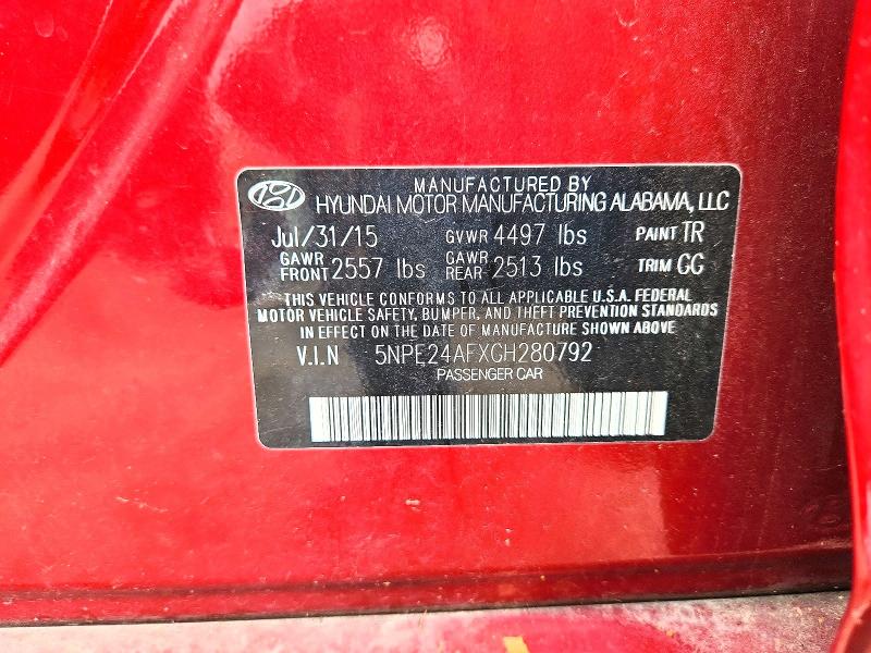 2016 Hyundai Sonata მანქანა იყიდება აუქციონზე, vin: 5NPE24AFXGH280792, აუქციონის ნომერი: 57594556