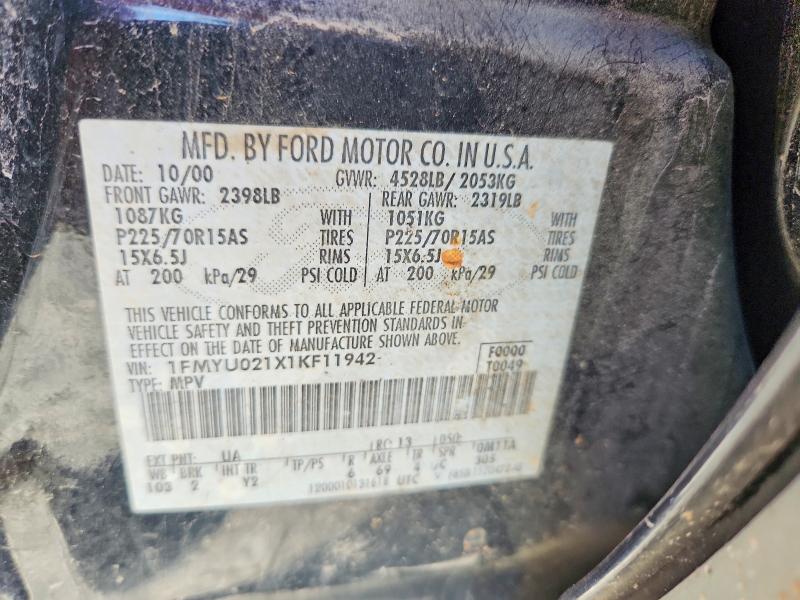 Продажа на аукционе авто 2001 Ford Escape, vin: 1FMYU021X1KF11942, номер лота: 57189916