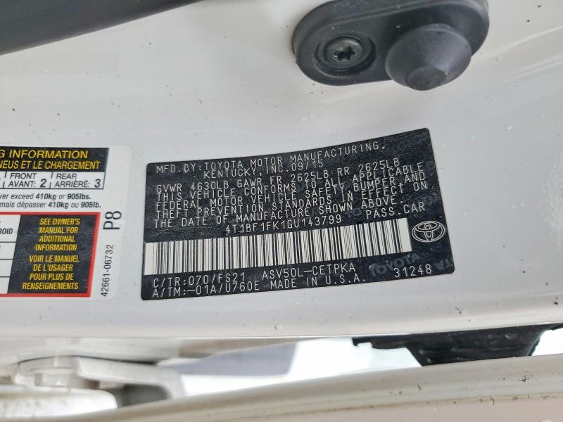 Aukcja sprzedaży 2016 Toyota Camry, vin: 4T1BF1FK1GU143799, numer aukcji: 57179656