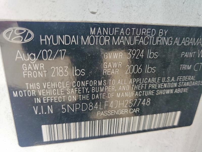Aukcja sprzedaży 2018 Hyundai Elantra, vin: 5NPD84LF4JH257748, numer aukcji: 56124906