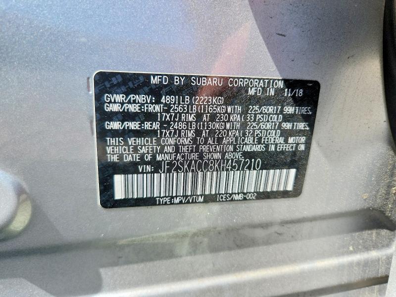 Aukcja sprzedaży 2019 Subaru Forester, vin: JF2SKACC8KH457210, numer aukcji: 55425066