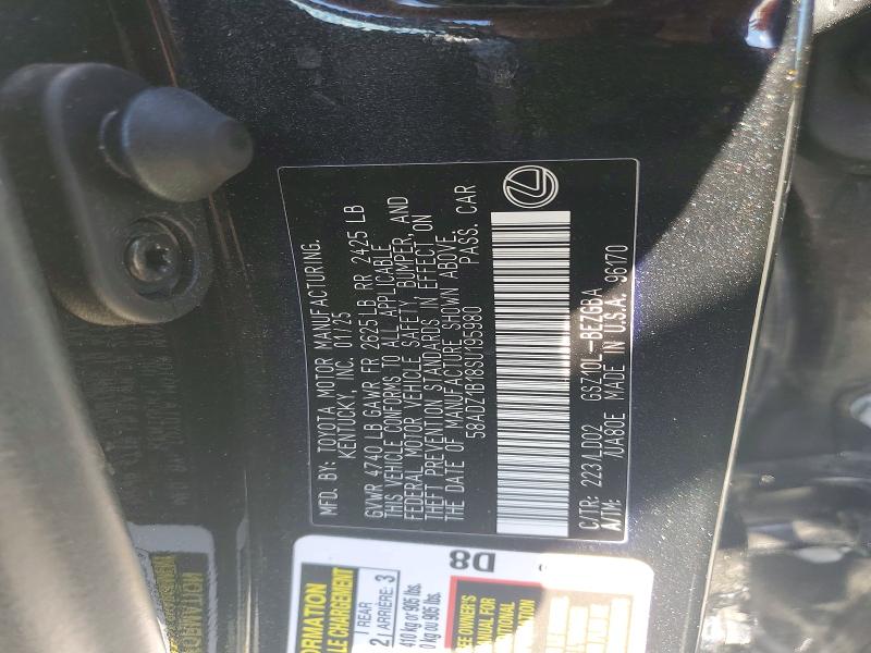 57722076 :رقم المزاد ، 58ADZ1B18SU195980 vin ، 2025 Lexus Es 350 مزاد بيع