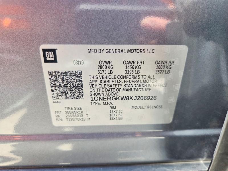 Продаж на аукціоні авто 2019 Chevrolet Traverse, vin: 1GNERGKW8KJ266926, номер лоту: 54553336