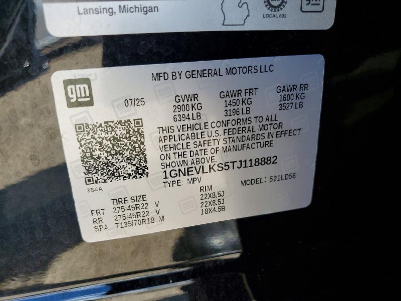 2026 Chevrolet Traverse მანქანა იყიდება აუქციონზე, vin: 1GNEVLKS5TJ118882, აუქციონის ნომერი: 55384946