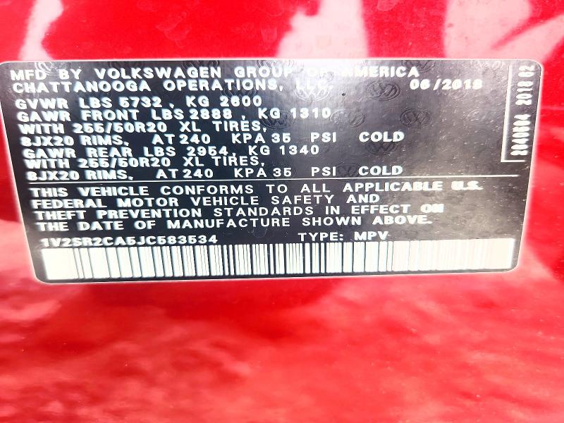 Aukcja sprzedaży 2018 Volkswagen Atlas, vin: 1V2SR2CA5JC583534, numer aukcji: 56863516