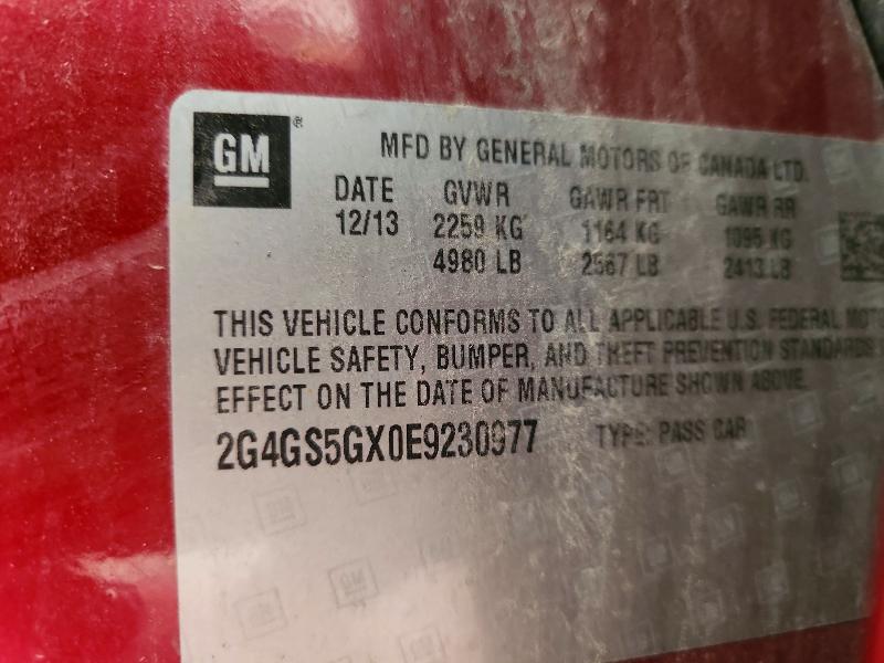 2014 Buick Regal მანქანა იყიდება აუქციონზე, vin: 2G4GS5GX0E9230977, აუქციონის ნომერი: 55106016