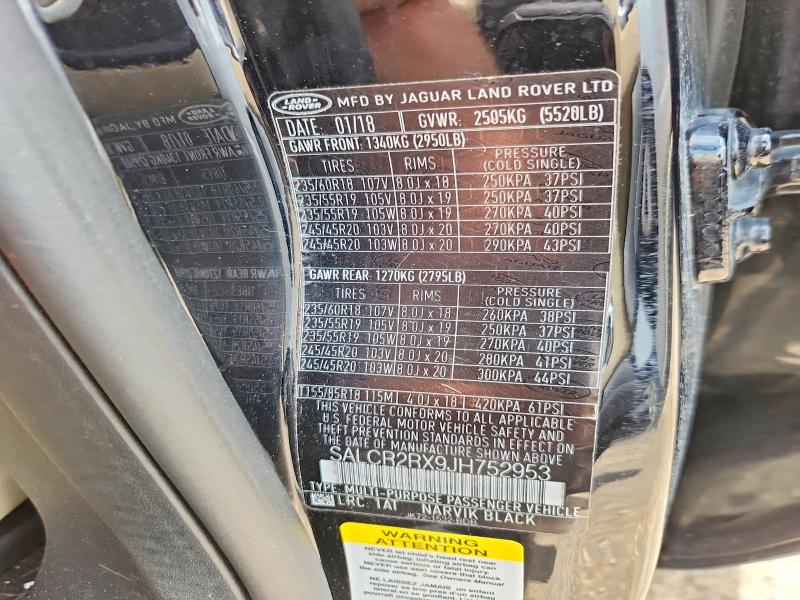 58318336 :رقم المزاد ، SALCR2RX9JH752953 vin ، 2018 Land Rover Discovery Sport مزاد بيع