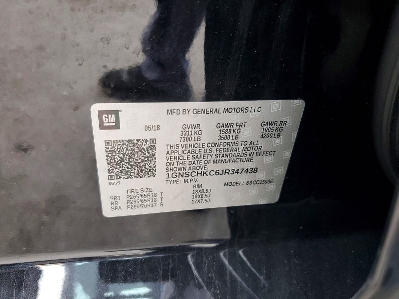 Продажа на аукционе авто 2018 Chevrolet Suburban, vin: 1GNSCHKC6JR347438, номер лота: 59070096