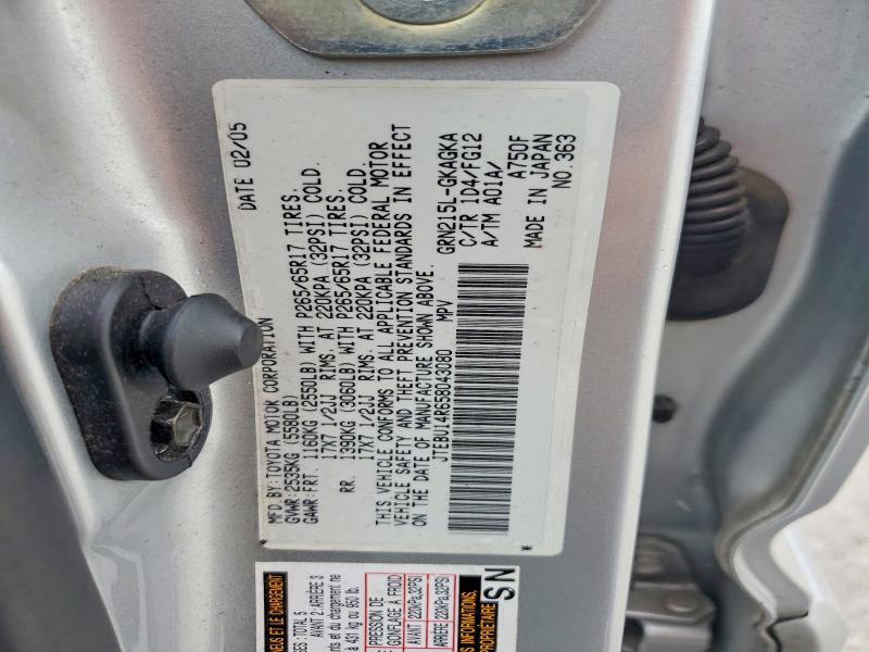 Aukcja sprzedaży 2005 Toyota 4runner, vin: JTEBU14R658043080, numer aukcji: 55525426