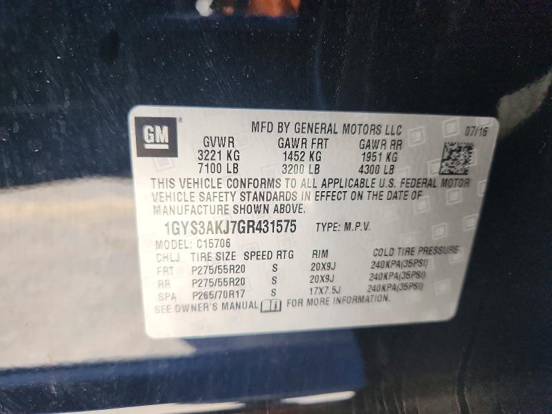 Aukcja sprzedaży 2016 Cadillac Escalade, vin: 1GYS3AKJ7GR431575, numer aukcji: 57420326