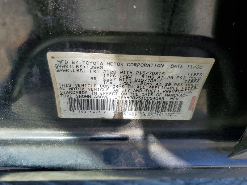 58231906 :رقم المزاد ، JTEHH20V510054085 vin ، 2001 Toyota Rav4 مزاد بيع